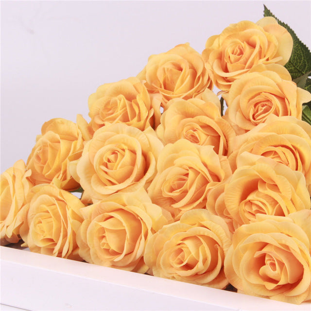 Larksilk 8 in. Artificial Orange Silk Rose Flower Picks (50 Pack