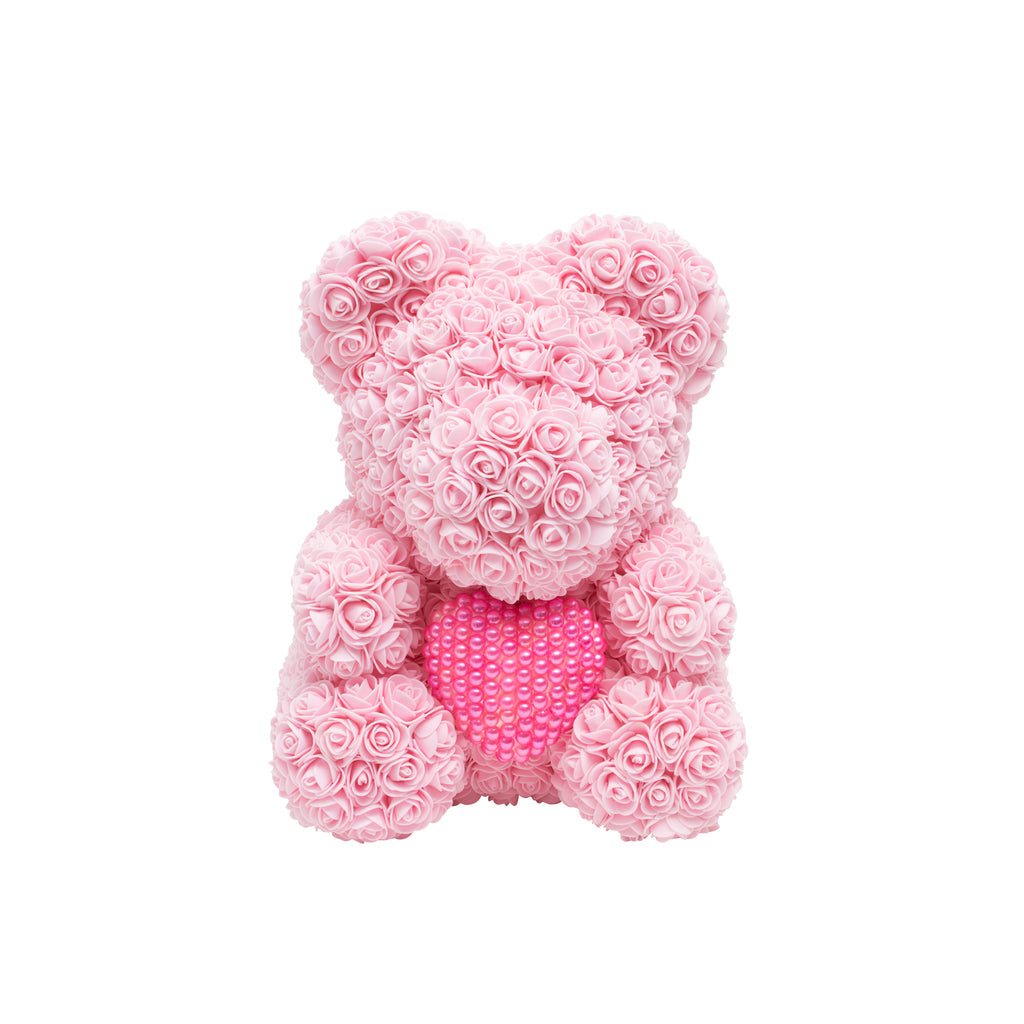 Luxury Heart of Pearls  Rose Bear - Baby Pink on Pink