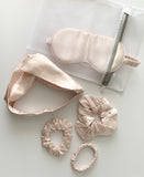 Luxury Gift Set - Pure Mulberry Silk Eye Mask 3 Size Scrunchies Headband + BONUS Mesh Laundry Bag