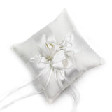 Ivory Satin Flower Girl Basket and Optional  Pillow Set