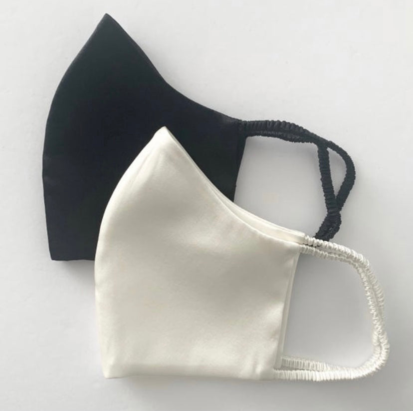Ivory/Black Silk Bride & Groom Wedding Mask Set (2 masks)