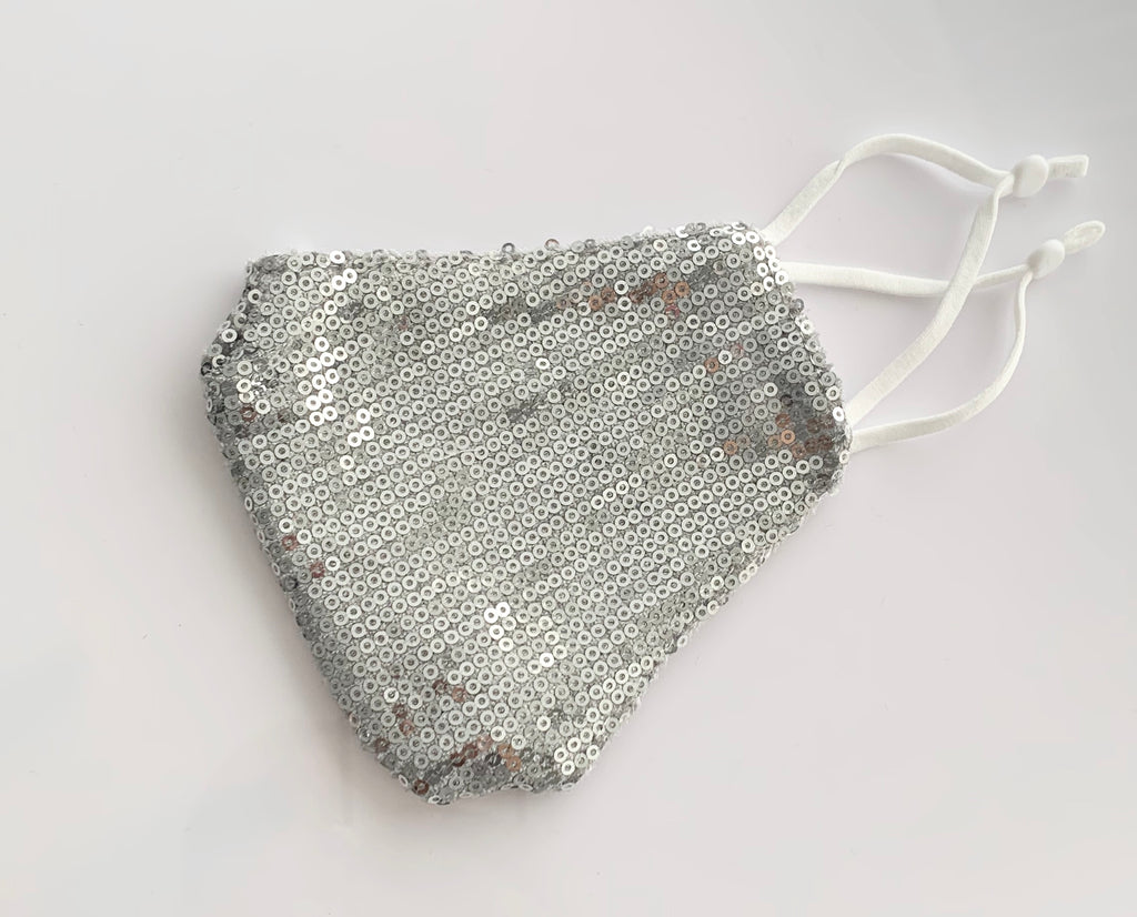 Luxury Silver Sequin Face Mask