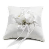 Ivory Satin Flower Girl Basket and Optional  Pillow Set
