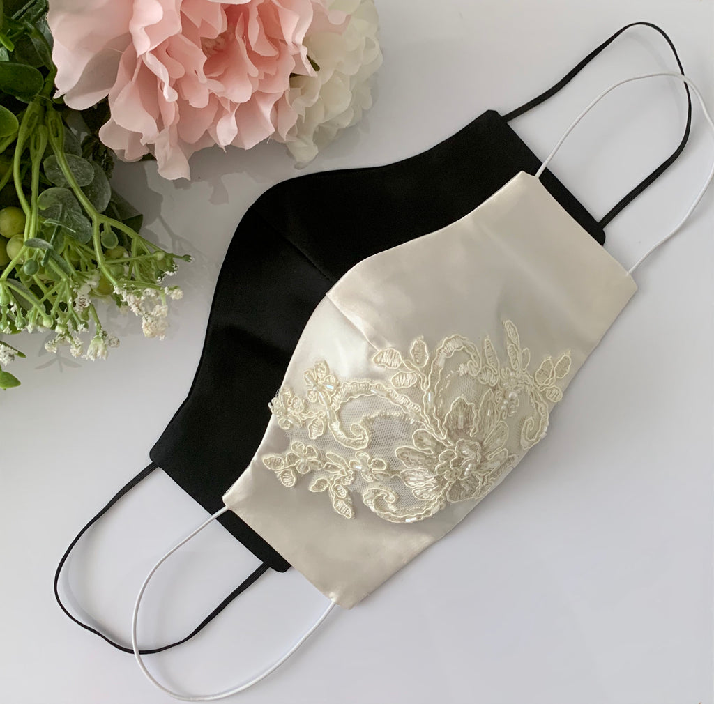 Lace Appliqué Bridal & Groom Mask Set (Set of 2)