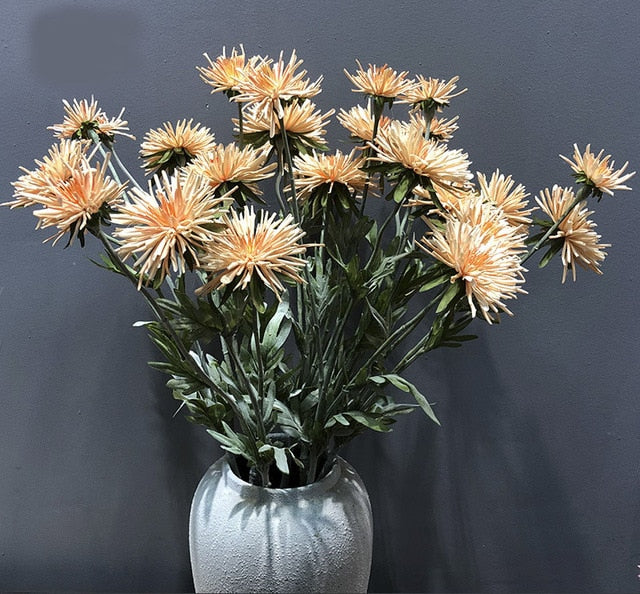 Artificial 3-head Dragon Claw Chrysanthemum Silk Flower - 1 piece
