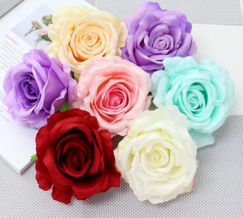Artificial Silk Rose Flower Heads - 20 pieces
