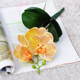 Artificial 4-head Phalaenopsis Orchid with Leaves - 1 piece