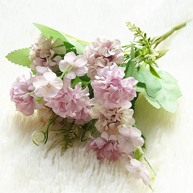 Artificial Mini 5-branch Silk Pompom Flower Bouquet