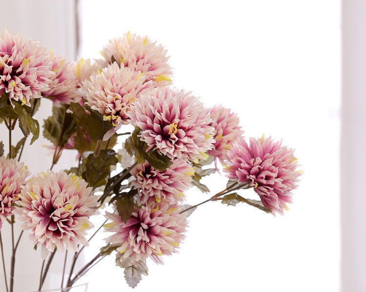 Artificial Nordic 3-head Chrysanthemum Pompom Flower - 1 piece