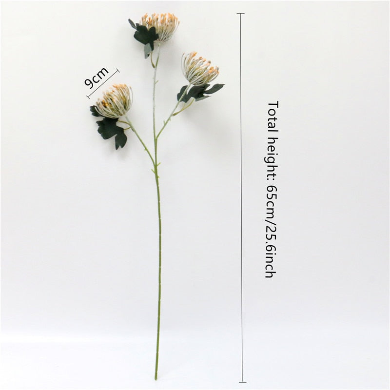 Artificial 3-head Chrysanthemum Needle Cushion Flower - 1 piece