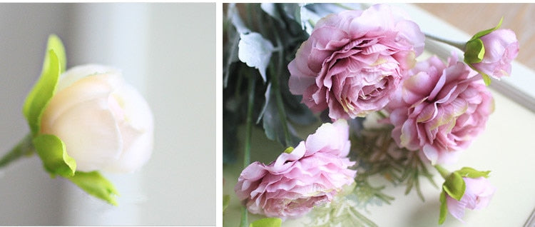 Artificial 2-head Lotus Silk Flower Peony Rose - 1 piece