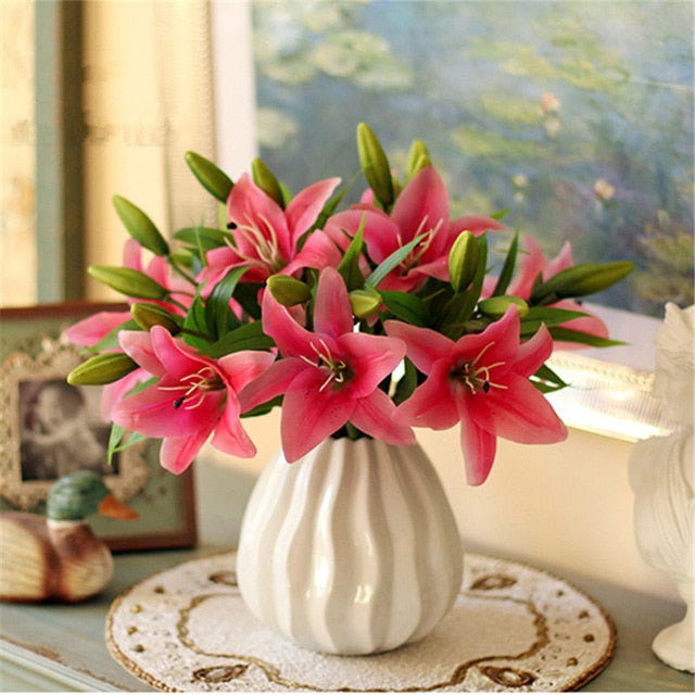 Artificial 3-head Real Touch Lilly Flower - 11 pieces