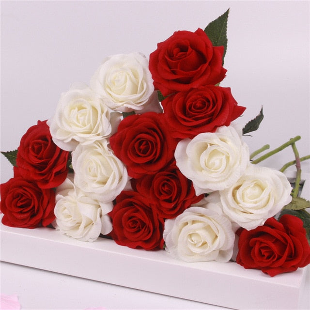 Artificial Silk Real Touch Roses - 15 pieces