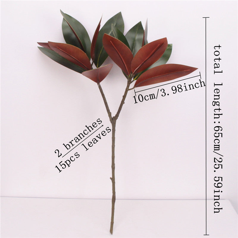 Artificial 2-branch Real Touch Large Magnolia Leaf - 1 piece